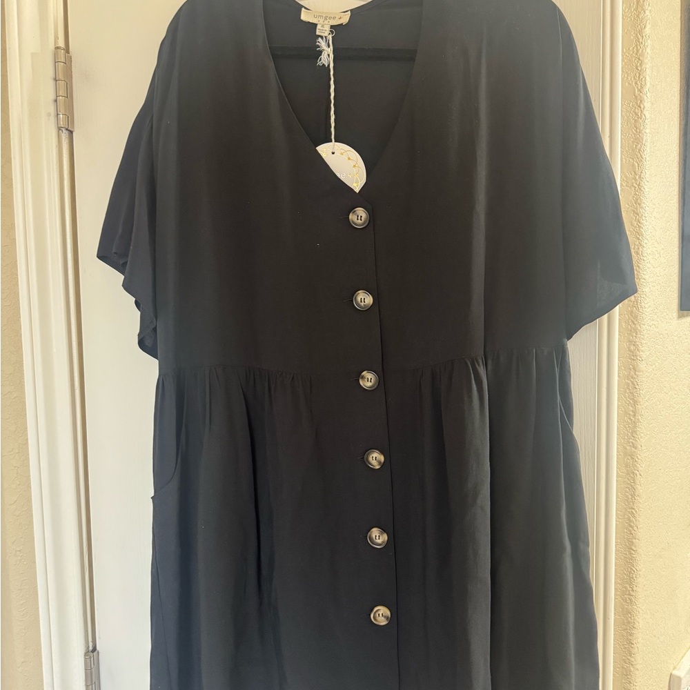 Umgee Black Button-Front Dress